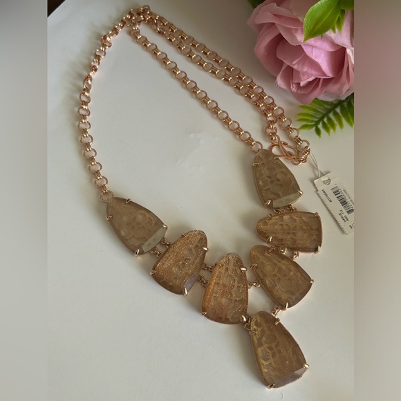 NWT Harlie Rose Gold Statement Necklace in Dusted Glass - Picture 2 of 7